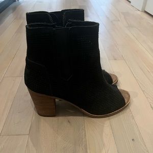 Toms Perforated Suede‎ Open Toe Bootie